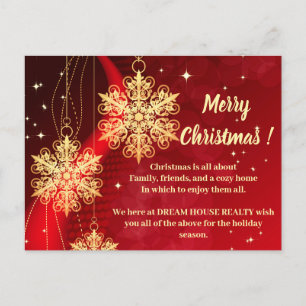 Merry Christmas Snowflake Real Estate Holiday Postcard
