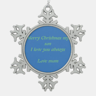 Merry Christmas snowflake Snowflake Pewter Christmas Ornament