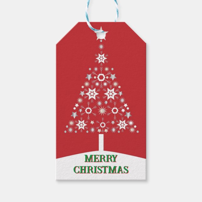 Merry Christmas Snowflake Tree Gift Tag (Front)