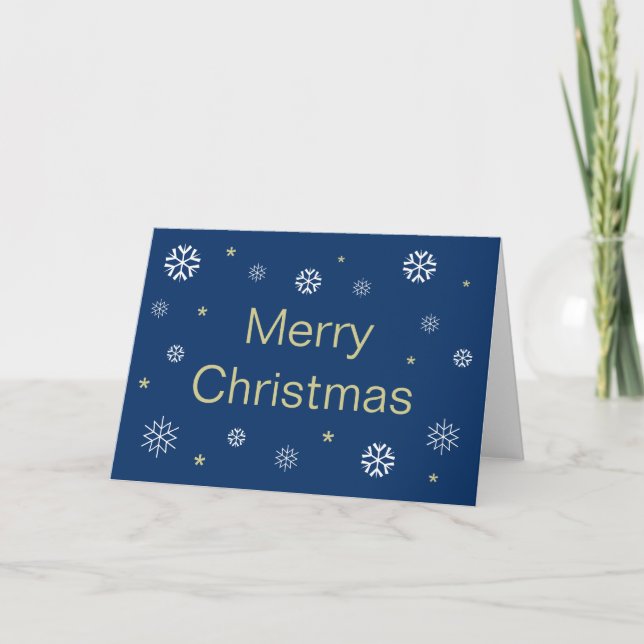 Merry Christmas Snowflakes Blank Blue Holiday Card (Front)