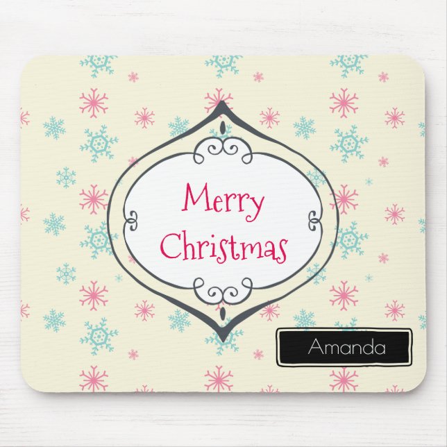 Merry Christmas Snowflakes Customized Mouse Pad (Front)