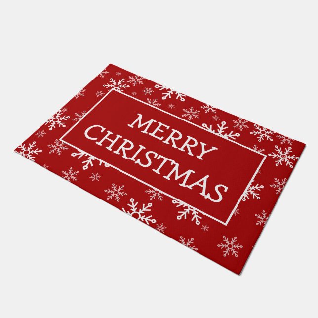 Merry Christmas Snowflakes Doormat (Angled)