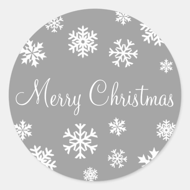 Merry Christmas Snowflakes Envelope Sticker Seal (Front)