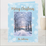 Merry Christmas Snowflakes Gold Script Four Photos Card<br><div class="desc">Merry Christmas Snowflakes with Gold Script and Custom Photo Collage
Share beautiful memories and messages this Christmas by sending a Christmas Card with your beautiful photos and lovely messages.
Greetings,  Photos and Messages are easily personalized in this card.</div>