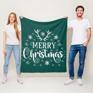 Merry Christmas Snowflakes, Happy New Year Fleece Blanket