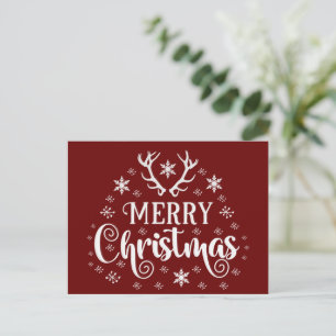 Merry Christmas Snowflakes, Happy New Year Holiday Postcard