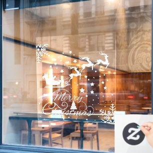 Merry Christmas Snowflakes, Happy New Year Window  Cling