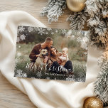 Merry Christmas Snowflakes Holiday Card<br><div class="desc">Easily personalize this joyful Christmas card design featuring snowflakes and modern handwritten script with your custom photo and name.</div>
