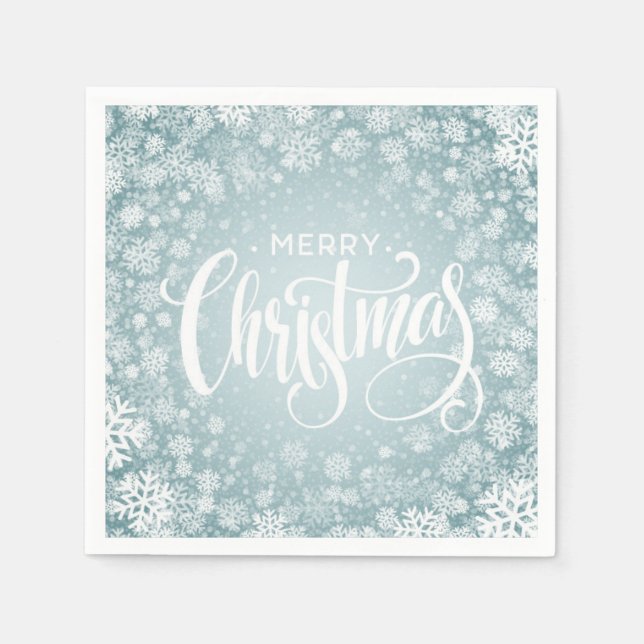 Merry Christmas Snowflakes Napkin (Front)