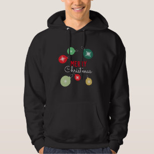 Merry Christmas Snowflakes Ornament Black Hoodie