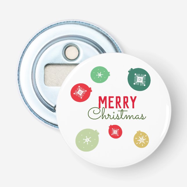 Merry Christmas Snowflakes Ornament  Bottle Opener (Front)