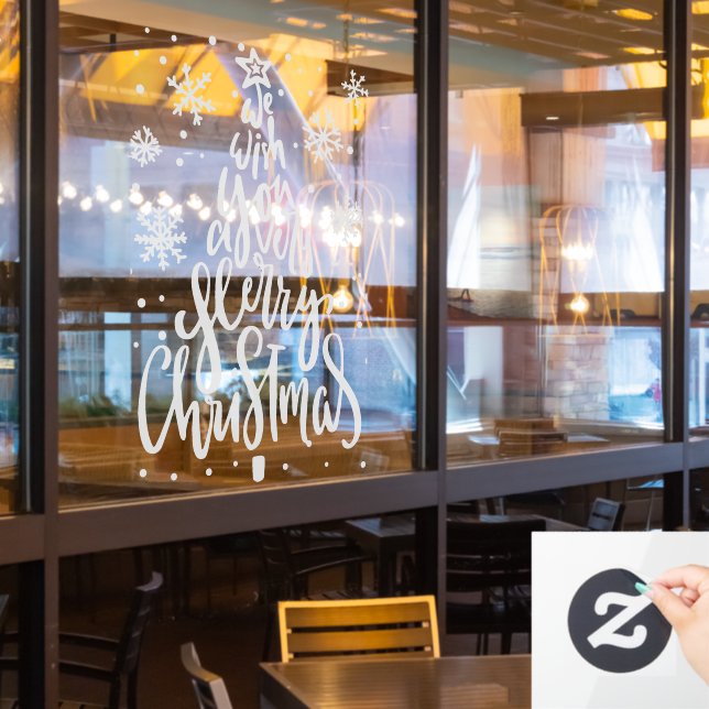 Merry Christmas Snowflakes  restaurant Window Cling (Restaurant Window)