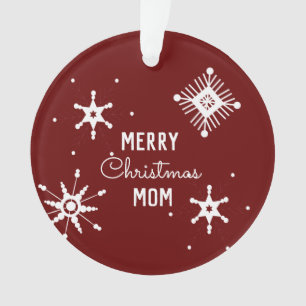 Merry Christmas Snowflakes Script Mom Photo Ornament