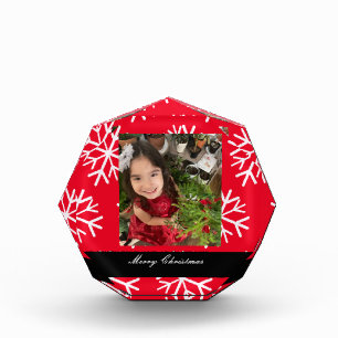 Merry Christmas Snowflakes Script Photo Block