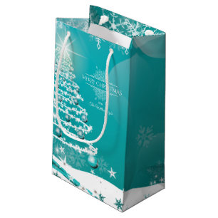 Merry Christmas Snowflakes Tree Flowers & Stars Small Gift Bag
