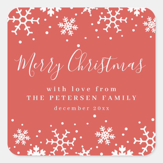 Merry Christmas snowflakes winter holiday custom S Square Sticker (Front)
