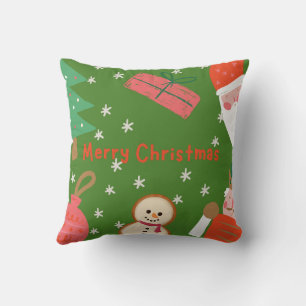merry christmas snowflakes with santa throw pillow
