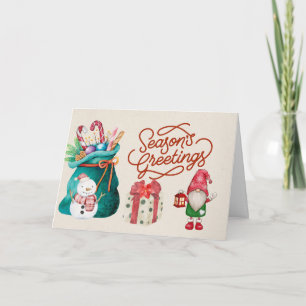 Merry Christmas Snowman and Gnome Card