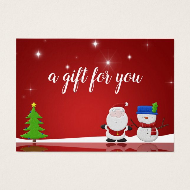Merry Christmas Snowman and Santa Gift Certificate (Front)