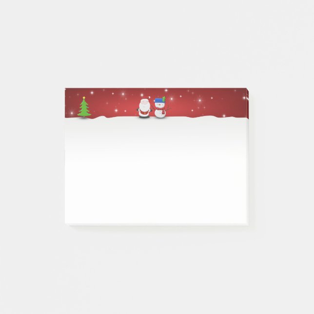Merry Christmas Snowman and Santa Post-it Notes (Front)