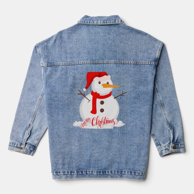 Merry Christmas - Snowman Apparel Denim Jacket (Back)