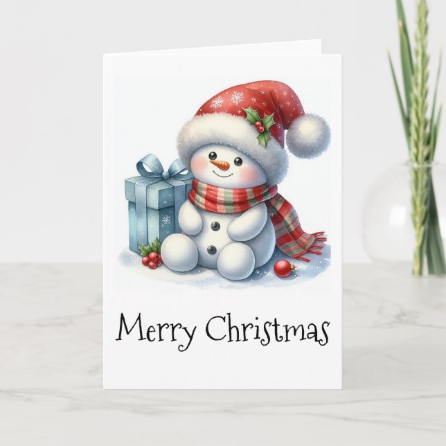 Merry Christmas Snowman Card (Front)