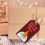 Merry Christmas Snowman Cartoon Buffalo Plaid Gift Tags<br><div class="desc">This funny snowman is wishing everyone a Merry Christmas ...  So fun and the tag can be customized on the back as well.</div>