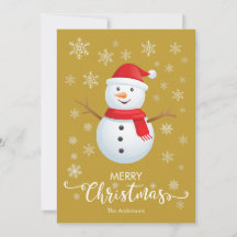 Merry Christmas Snowman Christmas Card