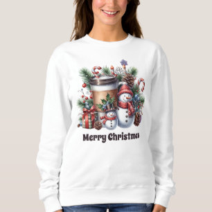 Merry Christmas snowman coffee customizable Sweatshirt