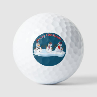 Merry Christmas snowman custom text Golf Balls