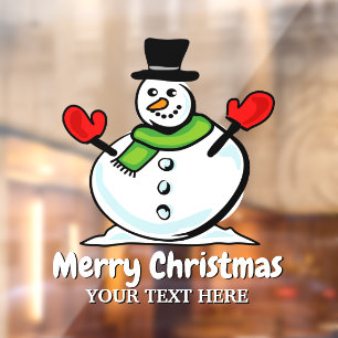Merry Christmas snowman decoration custom Window Cling