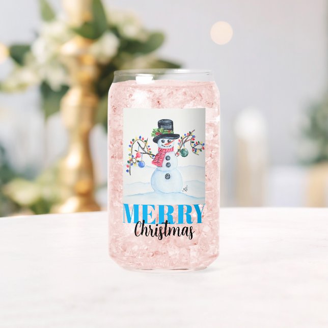 Merry Christmas Snowman Drinkware Set Can Glass (Insitu (Wedding))