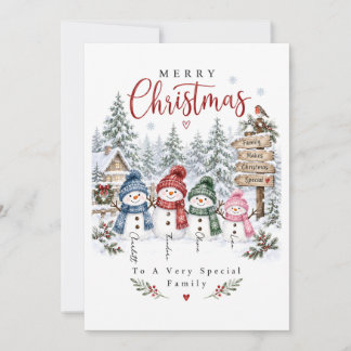 Merry Christmas Snowman Family Christmas Card