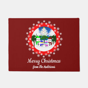 Merry Christmas! Snowman Family Doormat