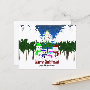 Merry Christmas! Snowman Family Postcard