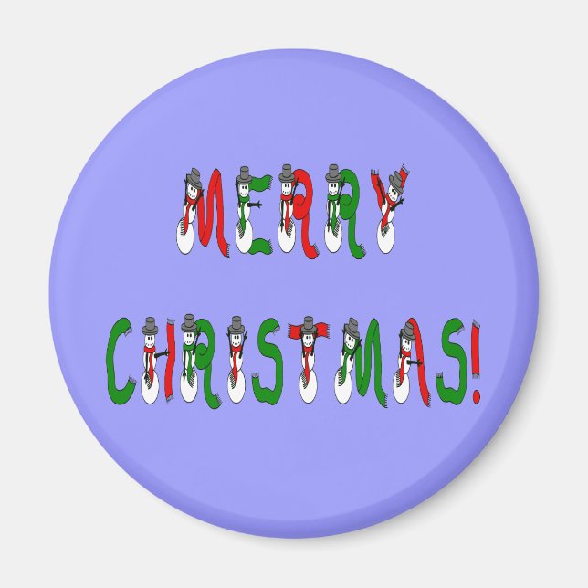 Merry Christmas Snowman Font Magnet (Front)