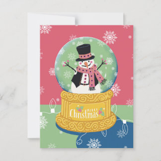 Merry Christmas Snowman Globe Postcard