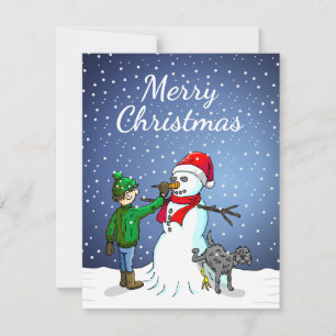 Merry Christmas Snowman Holiday Card