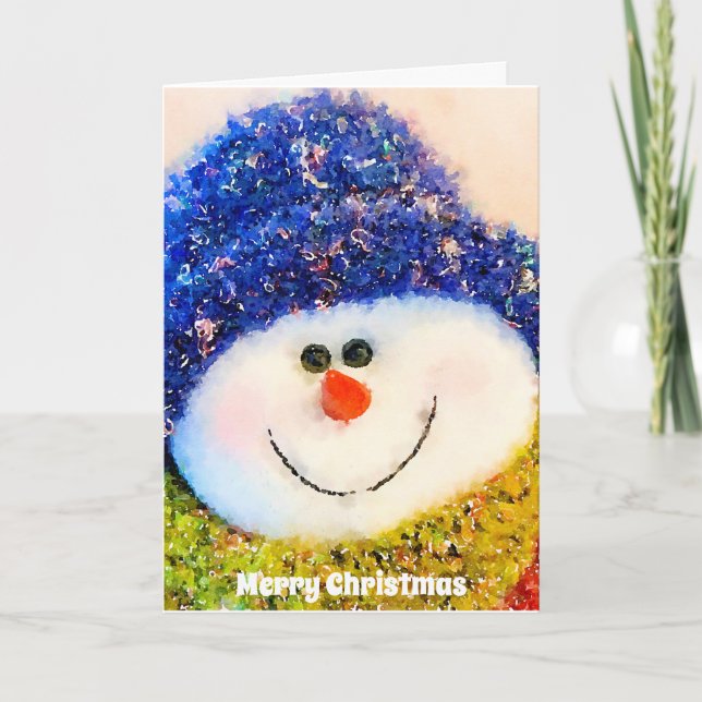 Merry Christmas Snowman Holiday Card (Front)