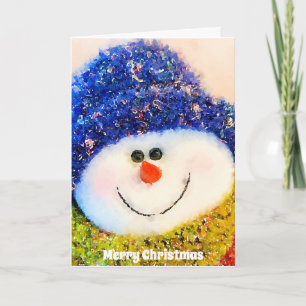 Merry Christmas Snowman Holiday Card