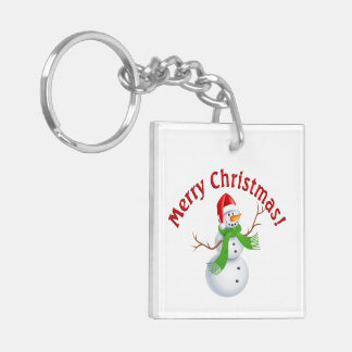 Merry Christmas Snowman Keychain