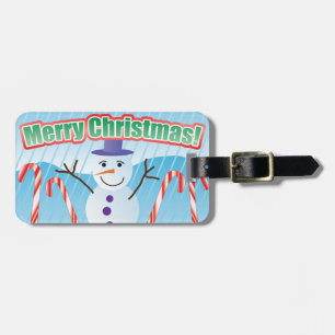 MERRY CHRISTMAS SNOWMAN LUGGAGE TAG