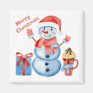 Merry Christmas snowman magnet