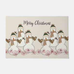 Merry Christmas Snowman Matt Doormat