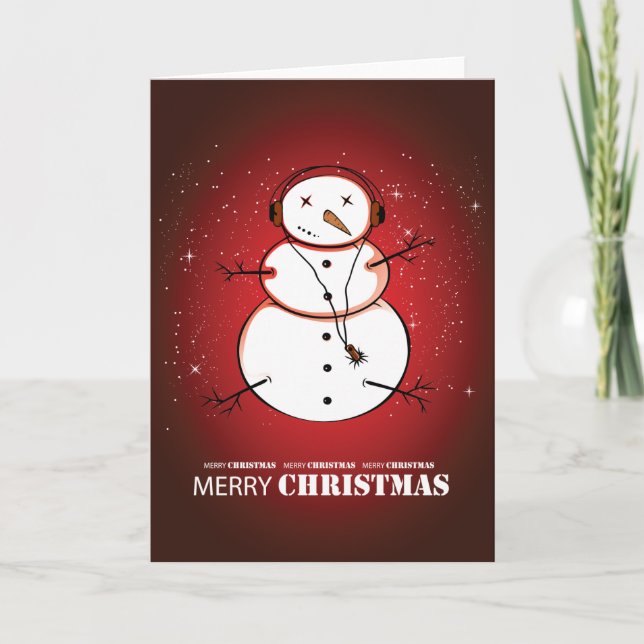 Merry Christmas Snowman Music Holiday Card (Front)