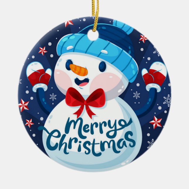 Merry Christmas Snowman Ornament (Front)