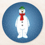 Merry Christmas Snowman Paper Coaster<br><div class="desc">The Merry Snowman is wearing his green hat and his red scarf this Christmas.</div>