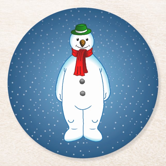 Merry Christmas Snowman Paper Coaster (Front)