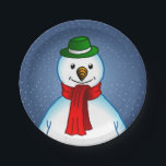 Merry Christmas Snowman Paper Plate<br><div class="desc">The cute Merry Christmas Snowman on Paper Plates.</div>