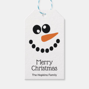 Merry Christmas Snowman Personalized Gift Tags